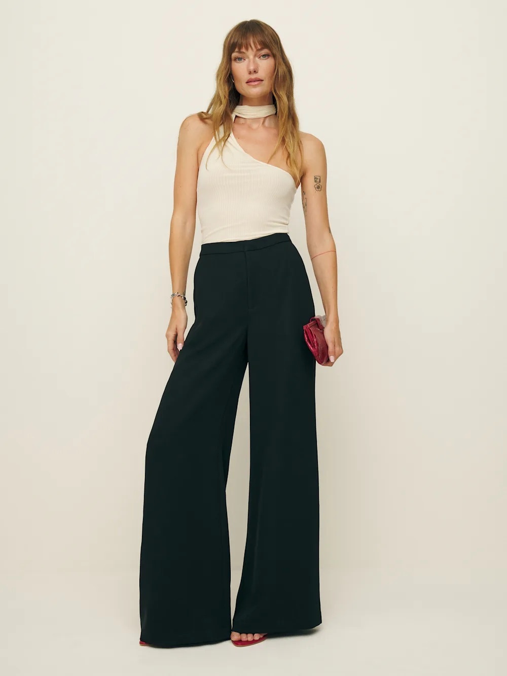 REFORMATION - TARYN PANT High-Rise Wide Leg Pants in Black